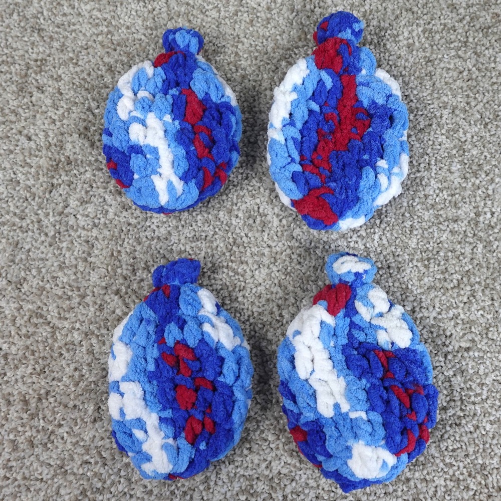 4 Pack Reusable Crochet Water Balloons Red White Blue Eco Friendly Splash Balls